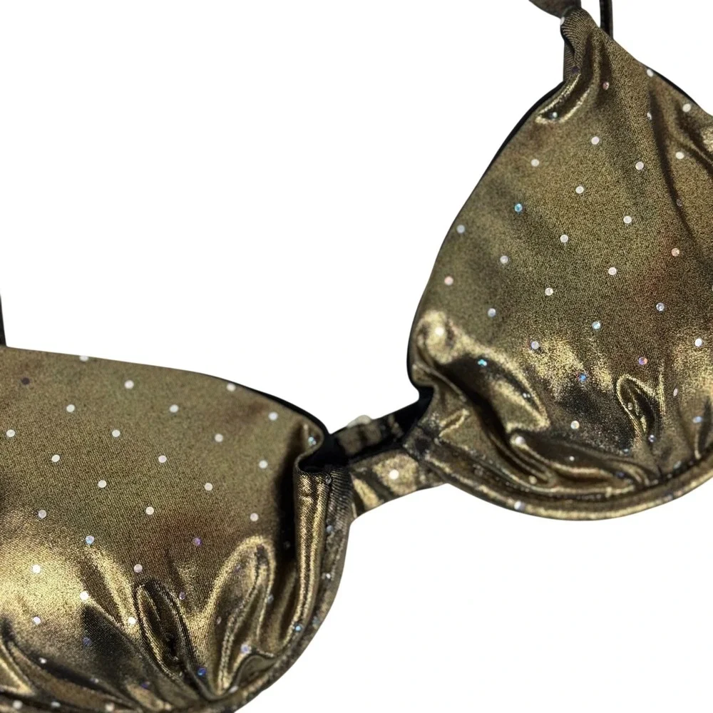 Dippin Daisy's Gold Metallic Bikini Top‎ Glam Mermaidcore Chic Large New